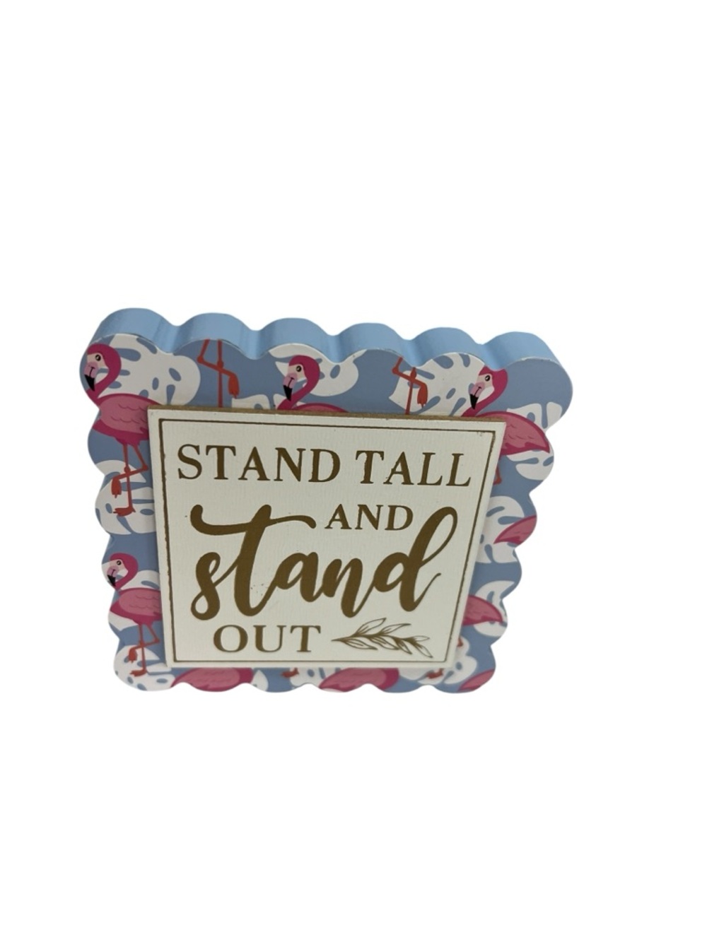 Stand Tall and Stand Out Flamingo Wall Sign - Pink & Blue - Picture 2 of 3